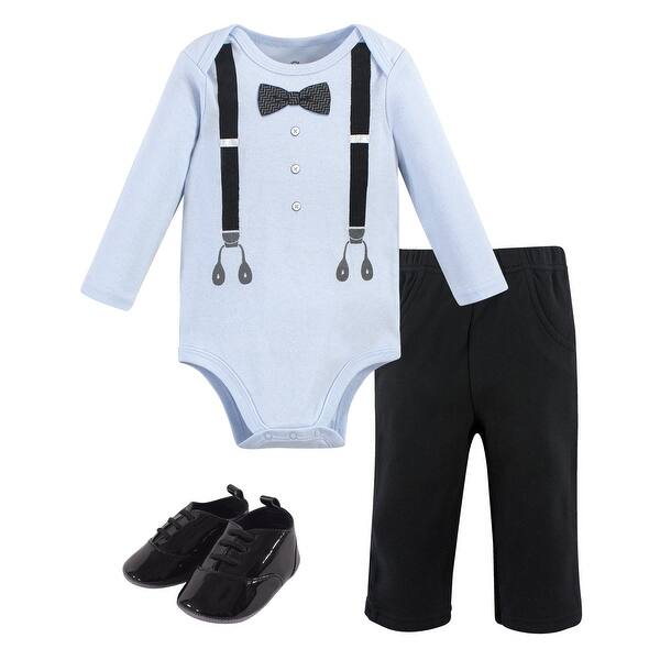 slide 1 of 1, Little Treasure Baby Boy Cotton Bodysuit, Pant and Shoe 3pc Set, Ladies Man 0-3 Months - Ladies Man