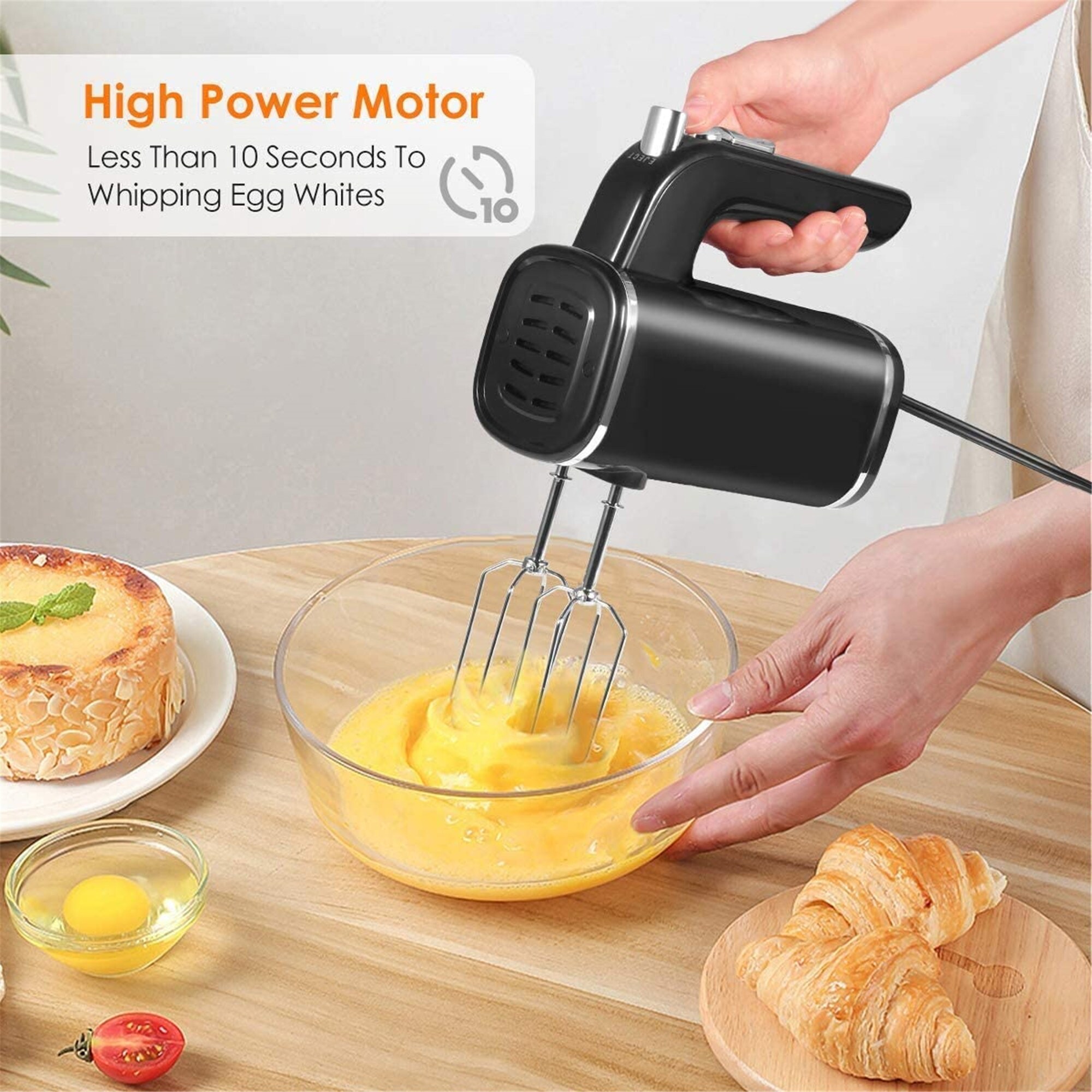Hand Mixer Electric, Turbo Boost/Self-Control Speed + 4 Stainless Steel  Accessories - 7.72 x 6.73 x 3.9 inches - Bed Bath & Beyond - 33121930