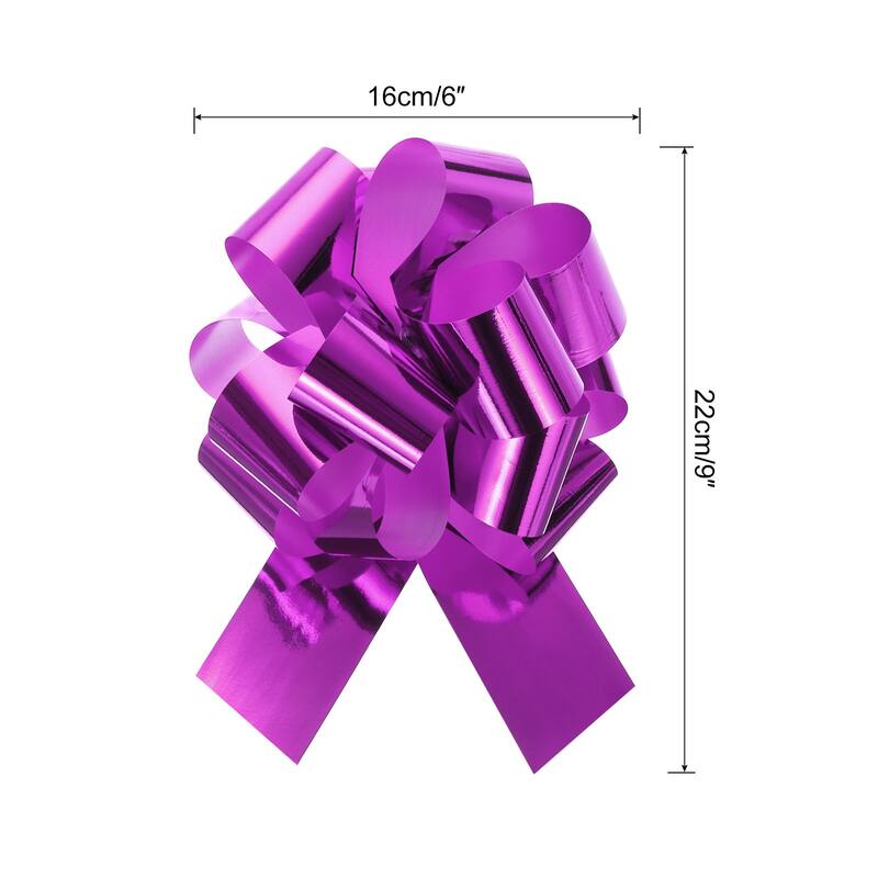 10pcs Metallic Large Big Pull Bow Gift Wrapping Bows Ribbon for Decor - Purple - 6 inch
