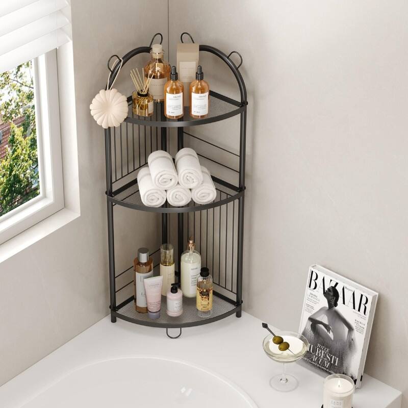 Storage Corner Shelf Unit - 9.84"D x 9.84"W x 32.08"H