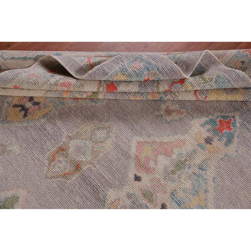 Hand Knotted Oriental 100% Wool Carpet Transitional All-Over Purples Oushak Area Rug - 12' 9'' X 8' 11''