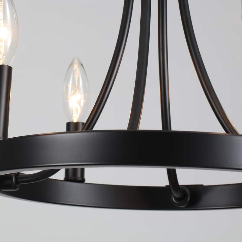 4-Light 12.99 in. Wagon Wheel Chandelier for Living Room Kitchen