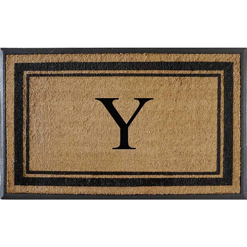 A1HC Markham Border Natural Flocked Rubber Large Doormat 30"x48" - Monogrammed Y