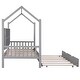 preview thumbnail 9 of 36, Wooden Twin Size House Bed with Trundle and Shelf for Kids