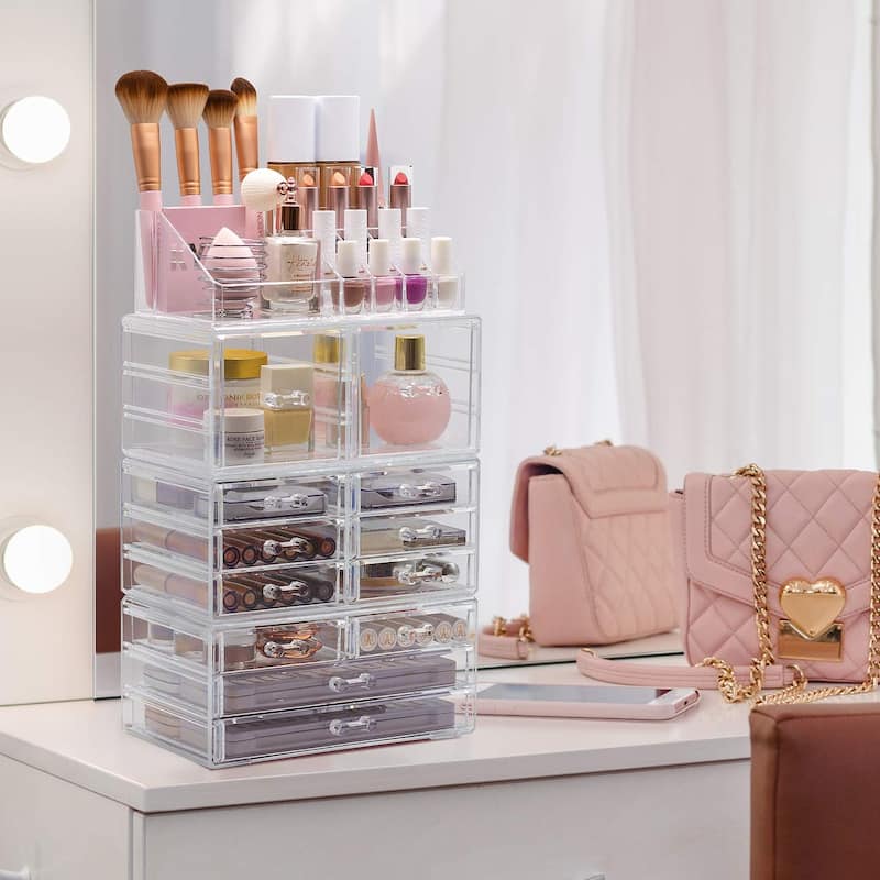 Sorbus Cosmetic Makeup and Jewelry Storage Case Holder - 4-Piece Set