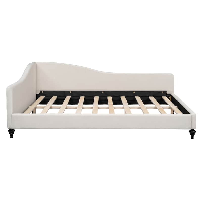 L-Shaped Linen Daybed,with Solid Wood Legs