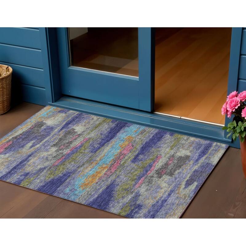 HomeRoots Abstract Transitional Rectangle Outdoor Rug - 3' x 5'