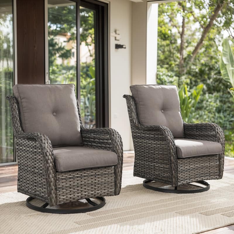 Gymojoy Wicker Swivel Glider Chair Outdoor Rocking Seating with Olefin Cushions