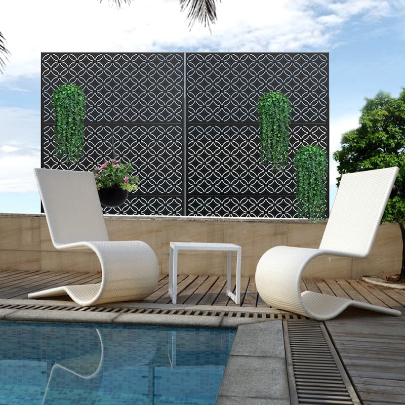 Metal Privacy Screen Wall Decoration Free Standing-6.3 ft. H X 4 ft. W