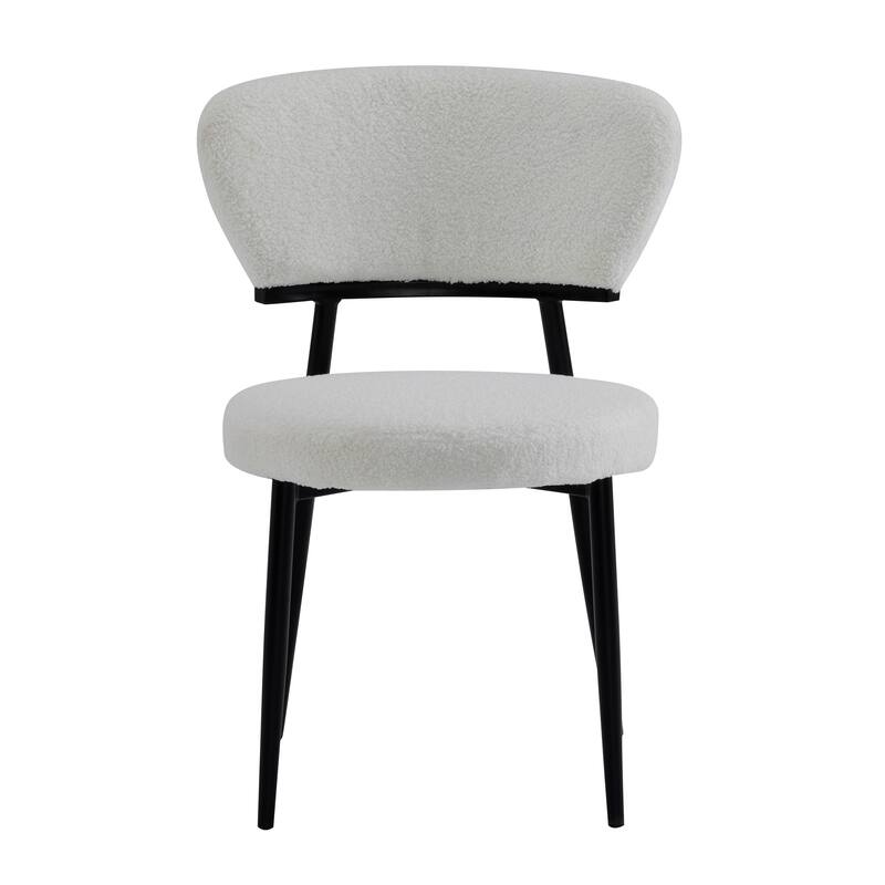 Roomfitters Upholstered Dining Chair Set of 2, Modern Accent Side Chairs with Rounded Back and Metal Legs