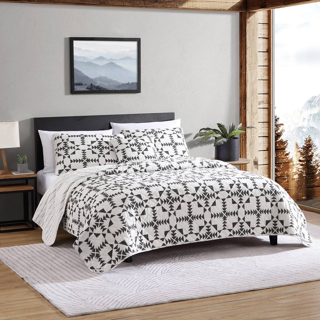 Eddie Bauer Arrowhead Cotton Charcoal Quilt Bonus Set
