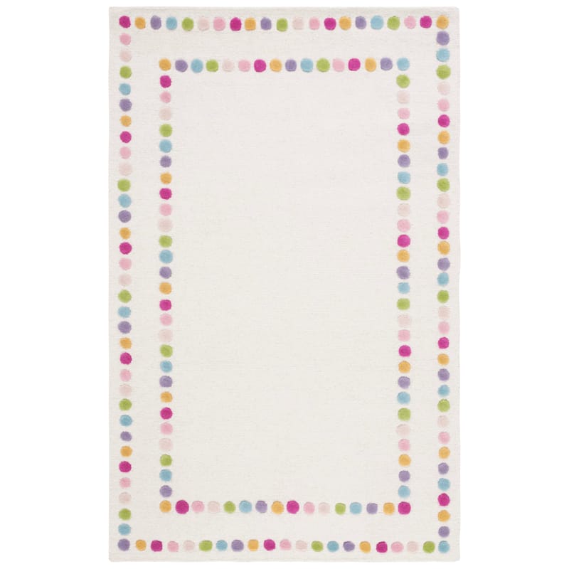 SAFAVIEH Handmade Kids Destini Dots Wool Rug - 5' x 8' - Ivory/Pink