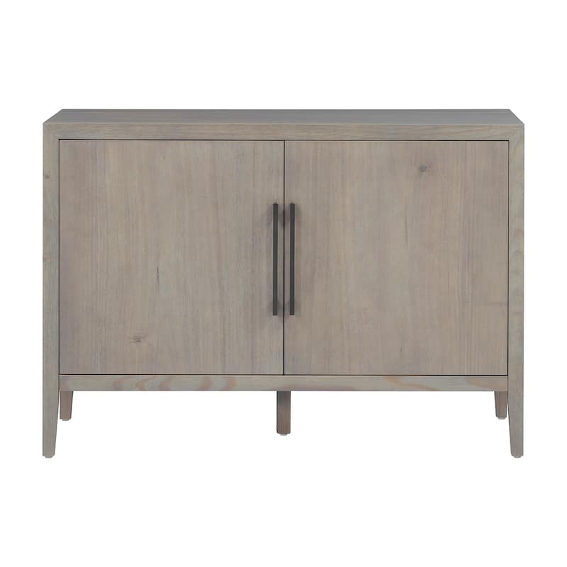 47.25"Sideboard with Pine Veneer and 2 Doors, Retro Buffet with Adjustable Feet, Wooden Storage Cabinet with Metal Handles
