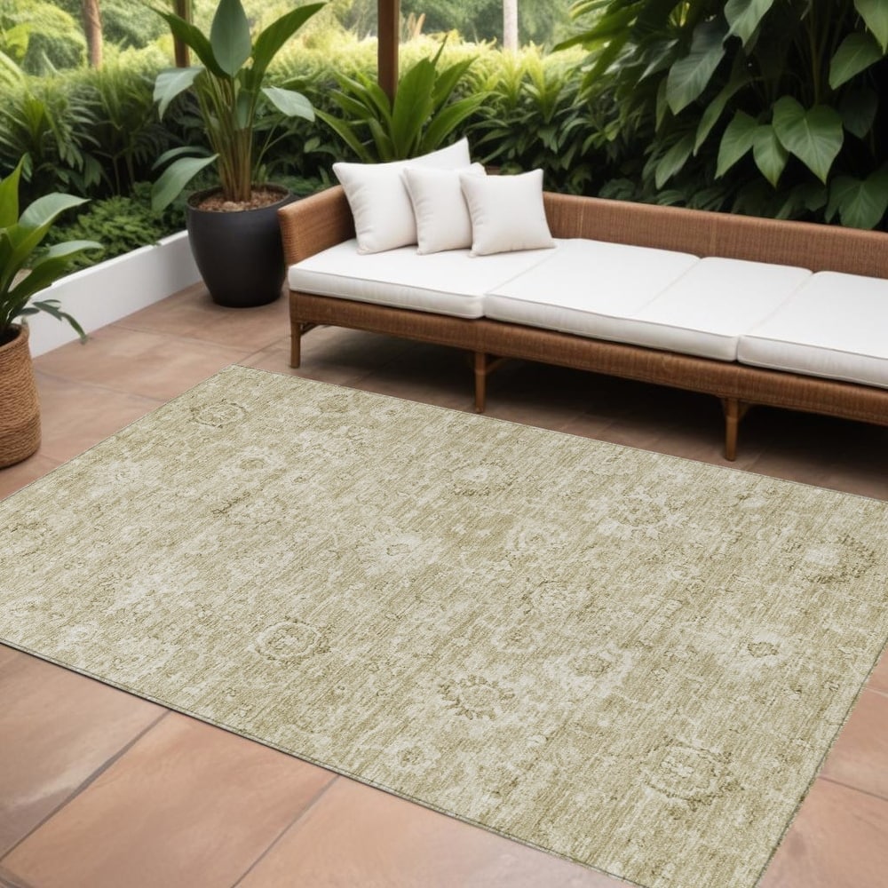 HomeRoots Damask Transitional Rectangle Outdoor Rug