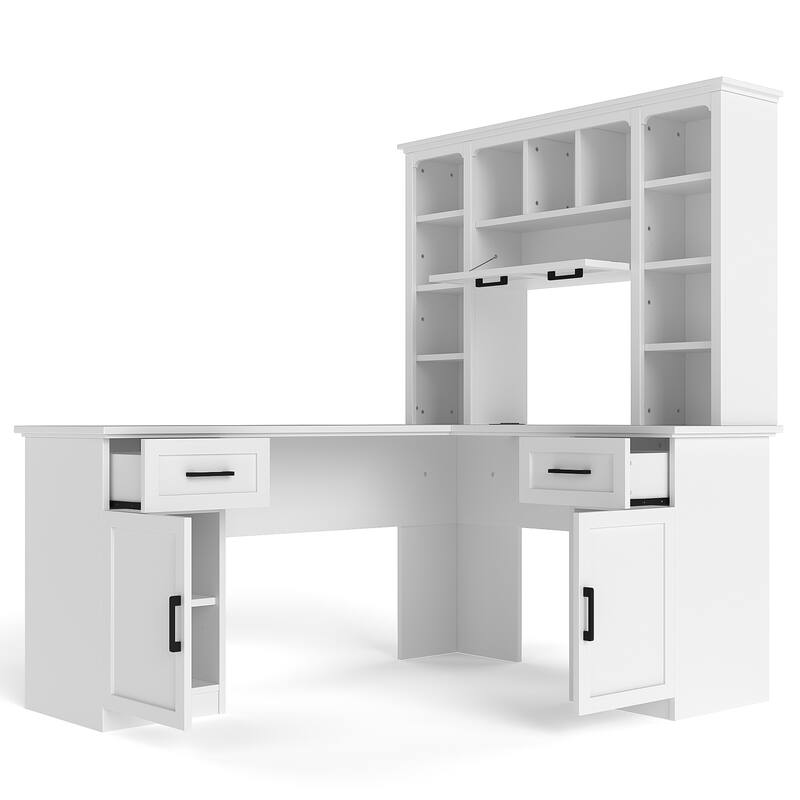 Sun City Computer Desk with a Drawer and Open Storage, White