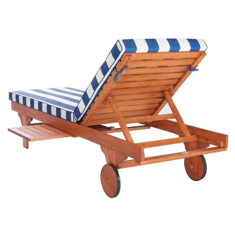 SAFAVIEH Outdoor Aubrie Adjustable Chaise Lounge Chair with Wheel.