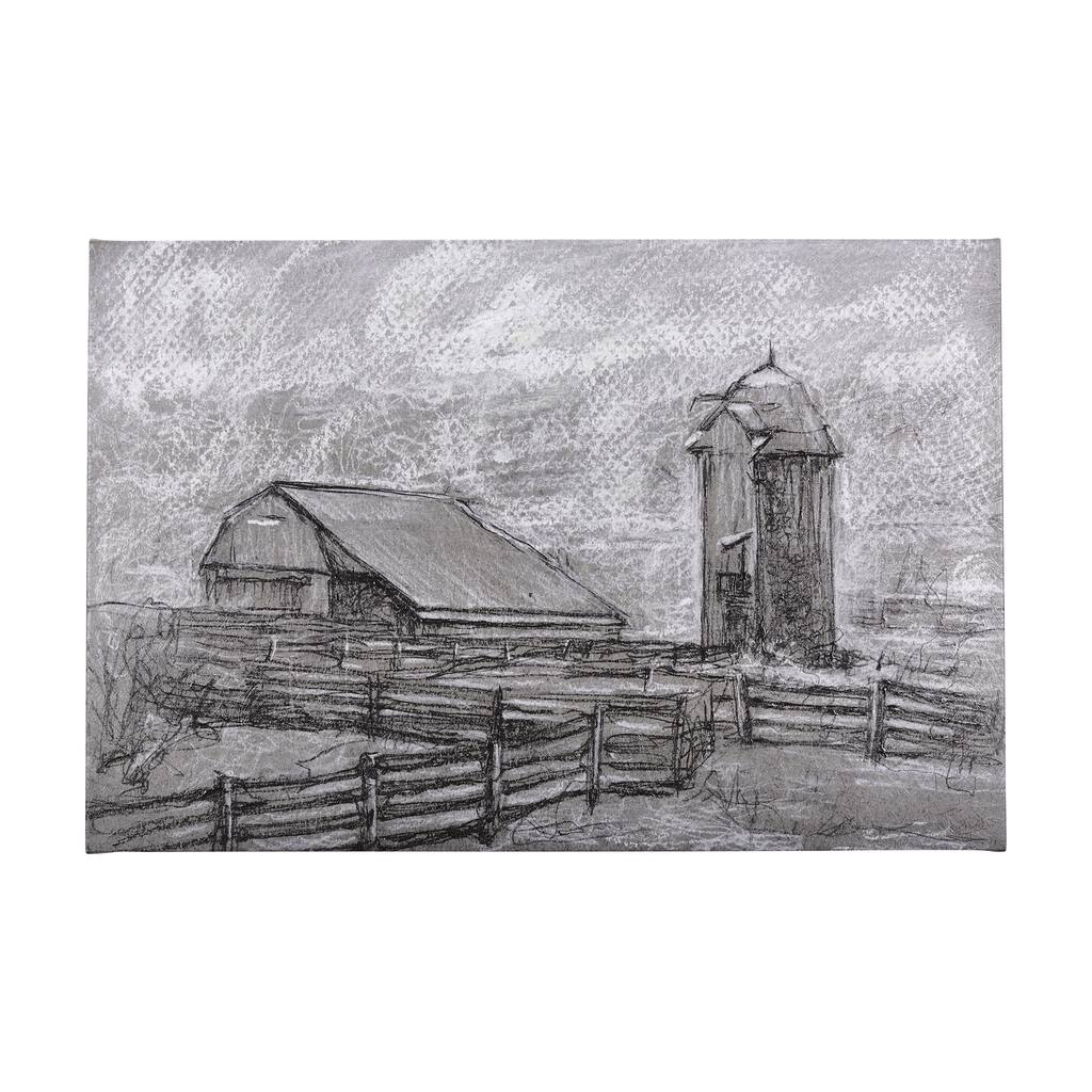 Farm View Sketch II (60 x 40) Canvas Art Print