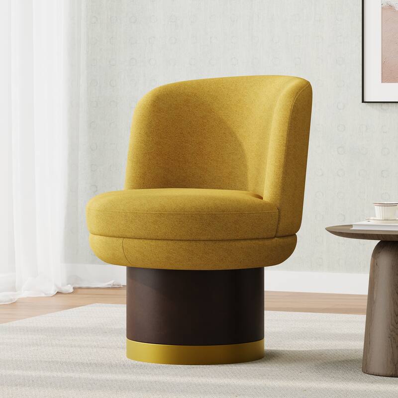 Roomfitters Round Chenille Swivel Accent Chair with Curved Back, Modern Barrel Chair