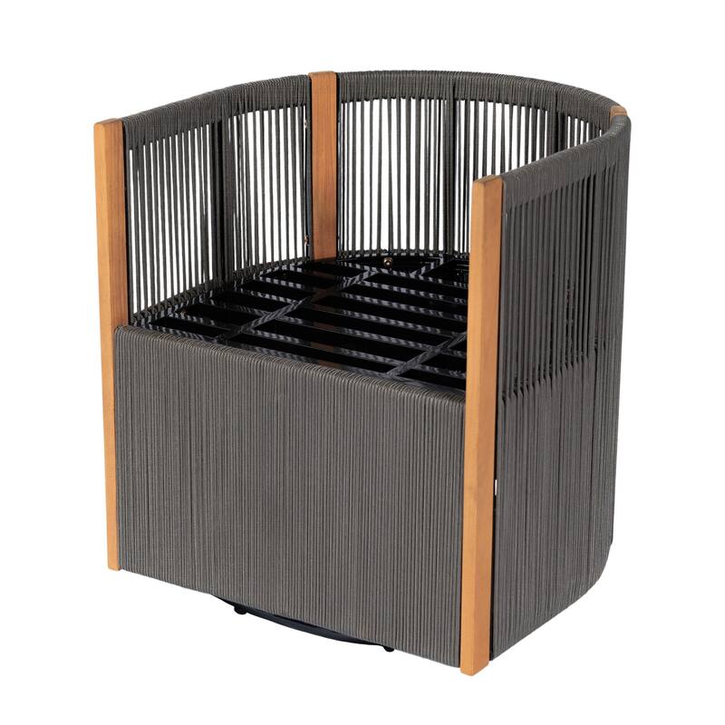 Christopher Knight Home - Roslyn 5-Piece Outdoor Acacia Wood Swivel Dining Set with Rope Woven Wicker Chairs & Round Slat Table