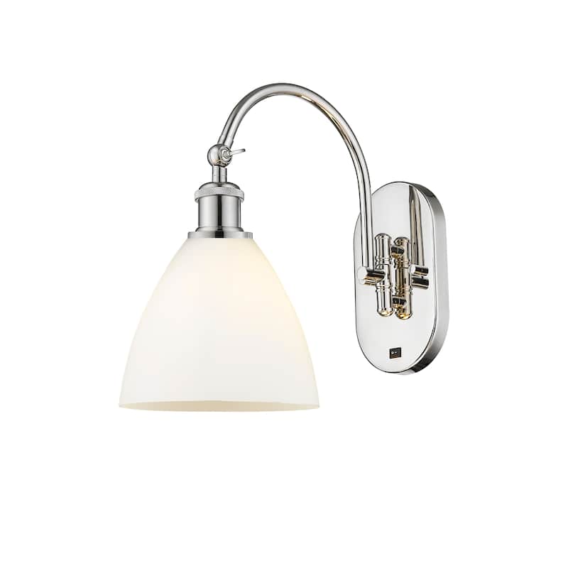 Innovations Lighting Ballston Bristol Glass - 1 Light 8" Sconce - Arm Swivels Side To Side - Polished Nickel/Matte White