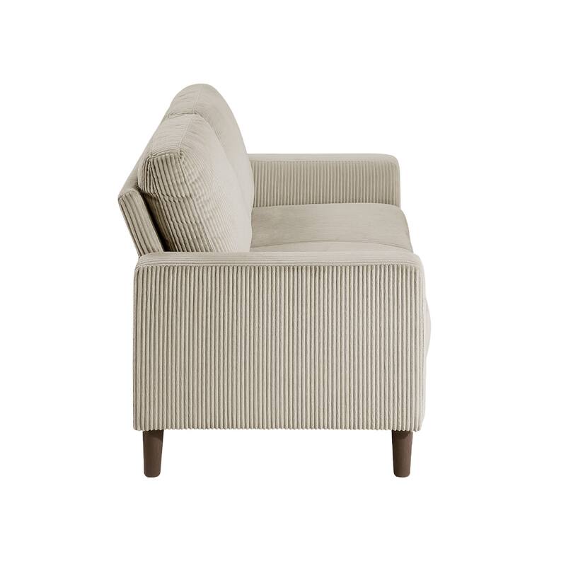 Cey Loveseat, Taupe Corduroy Upholstery, Modern Style Brown Legs, 55 Inch