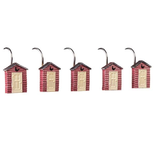 Charming HandPainted Outhouse Shower Hooks Set of 12 Red Bed Bath & Beyond 37701197