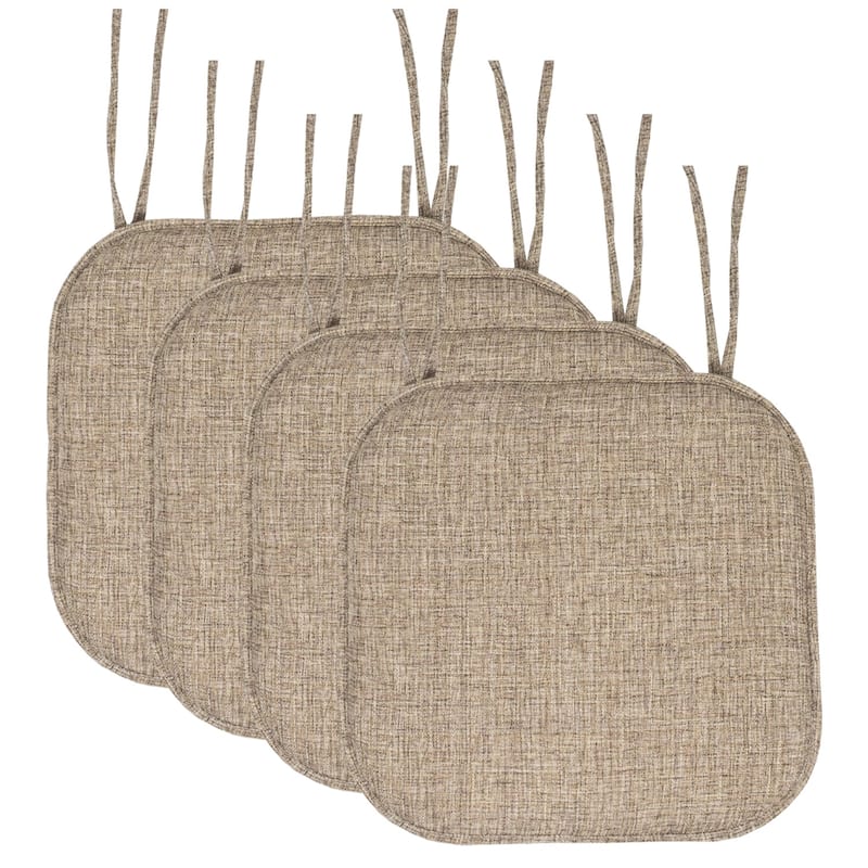 Aria Memory Foam Non-Slip Chair Pad with Ties - Set of 4 - Brown