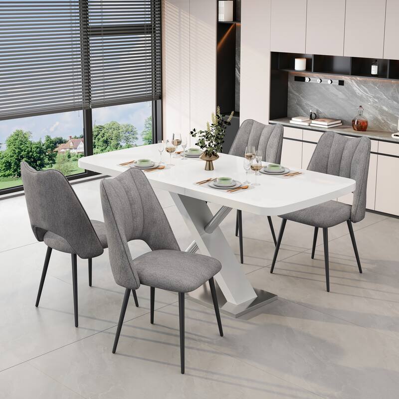 4-Chair Set Combination, Modern and Simple, With High Resilience Filling, Metal Legs, Adjustable Feet