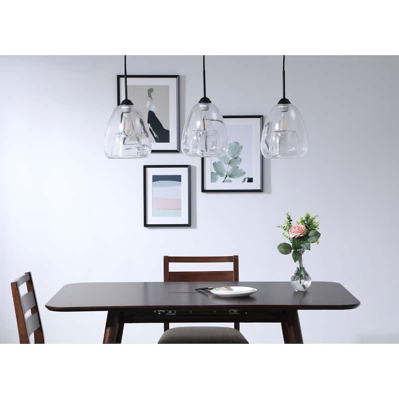 Elise 36-Inch 3-Light Clear Pendant - Black