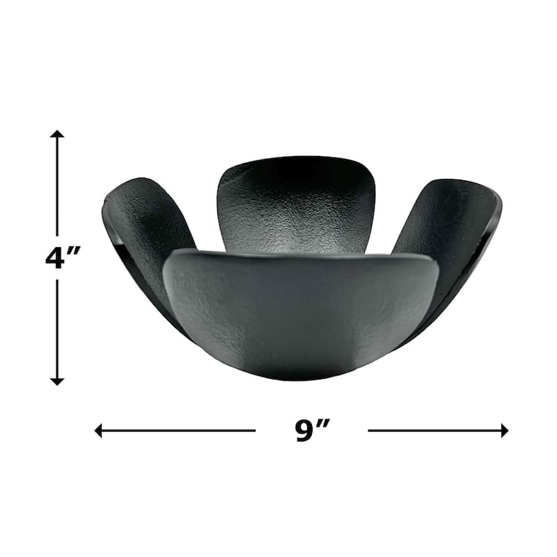 9 Inch Wide Decorative Handmade Aluminum Clover Leaf Bowl - 9 x 9 x 4 in