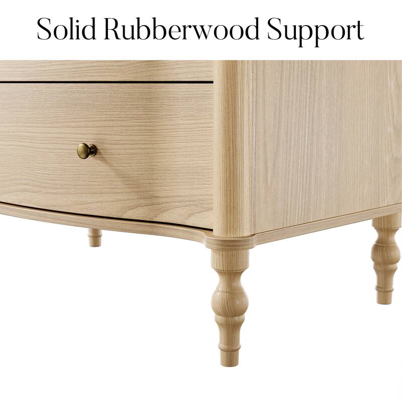 5 Drawer Chest Dresser for Bedroom, Wooden Chest of Drawers with Turned Solid Wood Legs, Modern Storage Dresser, 32.8" Wide