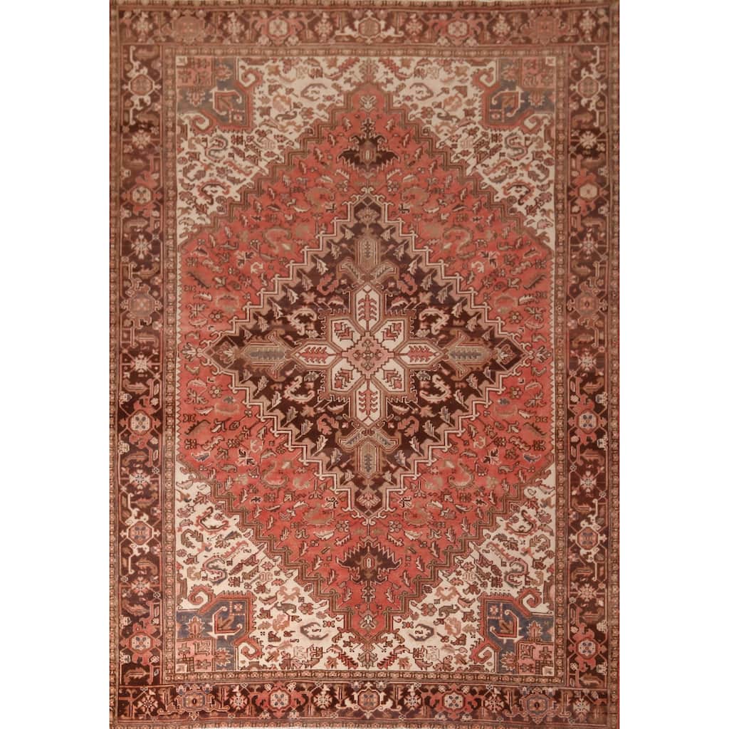 Geometric Heriz Persian Vintage Area Rug Handmade Oriental Wool Carpet - 8'4"x 11'0"