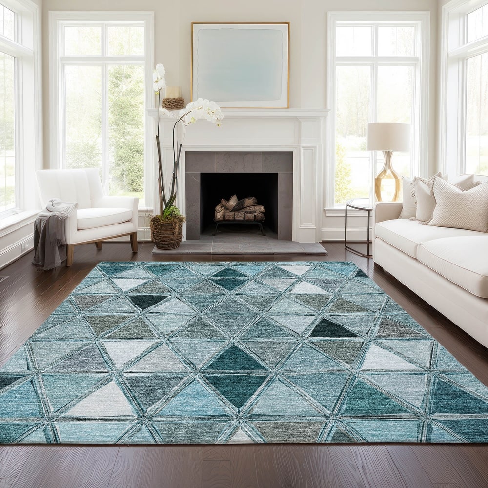 Machine Washable Indoor/ Outdoor Chantille Modern Diamonds Rug