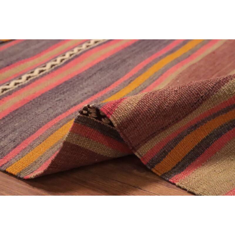 Hand Woven Oriental 100% Wool Carpet Southwestern Geometric Multi-Colored Kilim Area Rug - 6' 3'' X 4' 9''