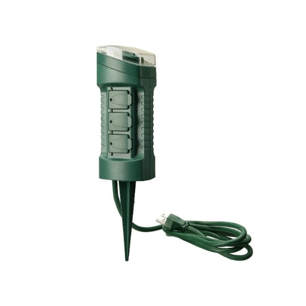 New, Yard Master 13547 6-Outlet Power Stake with Light Sensor and 6-Foot Cord