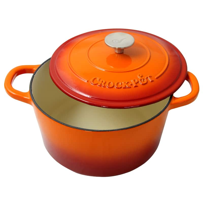 5 Quart Orange Round Enameled Cast Iron Dutch Oven