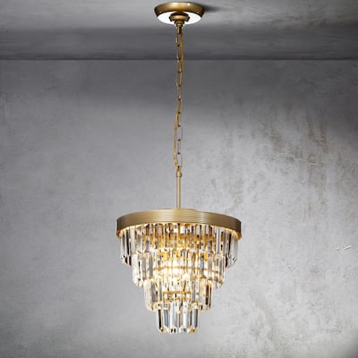 CraftHome 3-Light Elegant Tiered Antique Gold Mini Crystal Chandelier