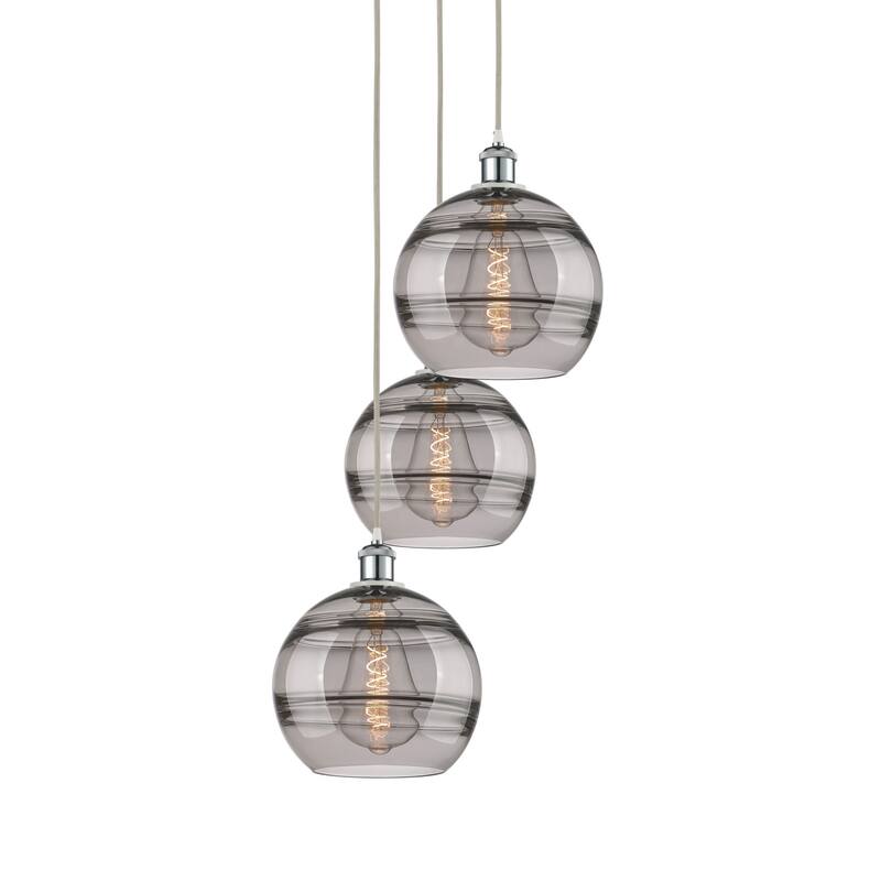 Innovations Lighting 113B-3P-36-17 Rochester Pendant Rochester 3 Light - White Polished Chrome / Smoked