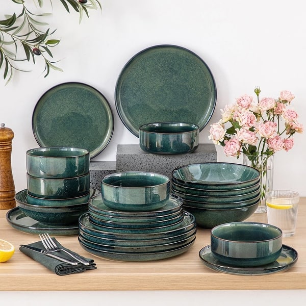 vancasso Starry Stoneware Glossy Elegance Glaze Dinnerware Set - Green - 24 Piece