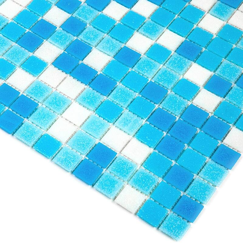 Apollo tile 12" x 12" Mingles Glossy Sky Blue White Glass Tile (20 sq ft/case) - 20 Pack
