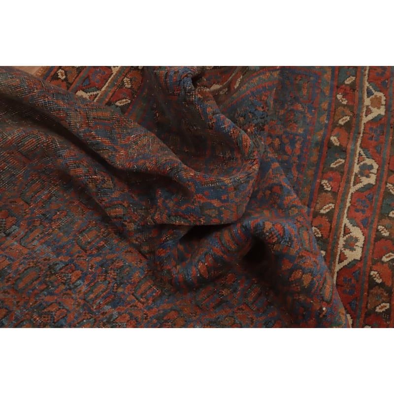 Hand Knotted Oriental 100% Wool Carpet Traditional All-Over Navy Blue & Blues Bidjar Area Rug - 5' 9'' X 4' 0''