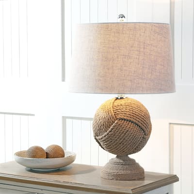 Rosette Fist 24" Knotted Rope LED Table Lamp, Brown by JONATHAN Y