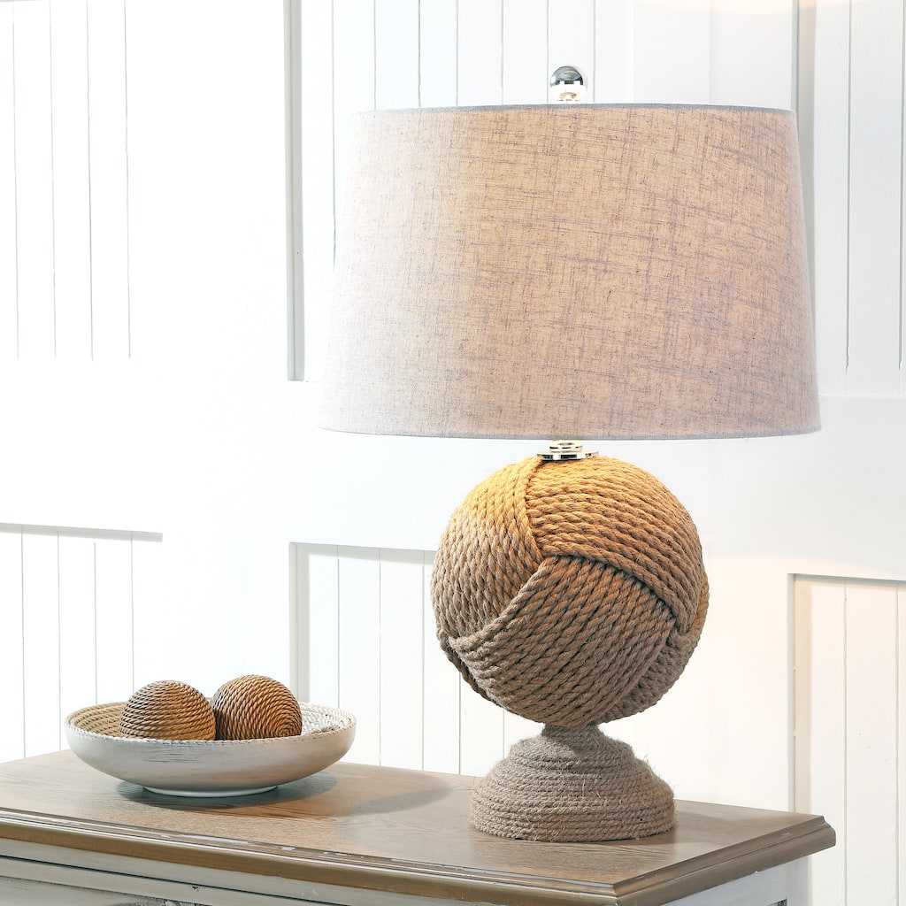 Rosette Fist 24" Knotted Rope LED Table Lamp, Brown by JONATHAN Y