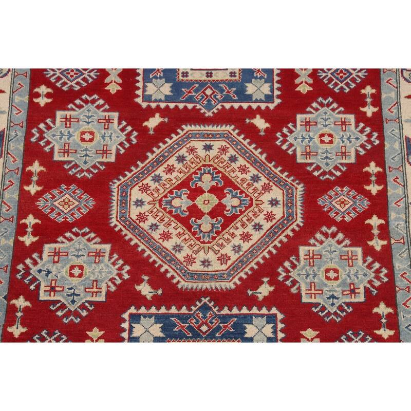 Oriental Red Kazak Area Rug Handmade Wool Carpet - 5'2" x 6'7"