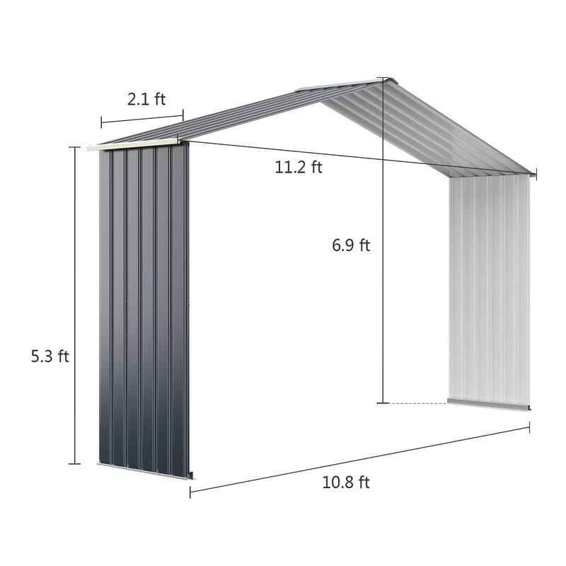 Costway Outdoor Storage Shed Extension Kit for 7/9.1/11.2 ft Shed