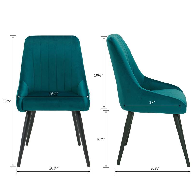 Contemporary Upholstered Velvet Dining Side Chairs - 23.5L×20.5W×35.5H