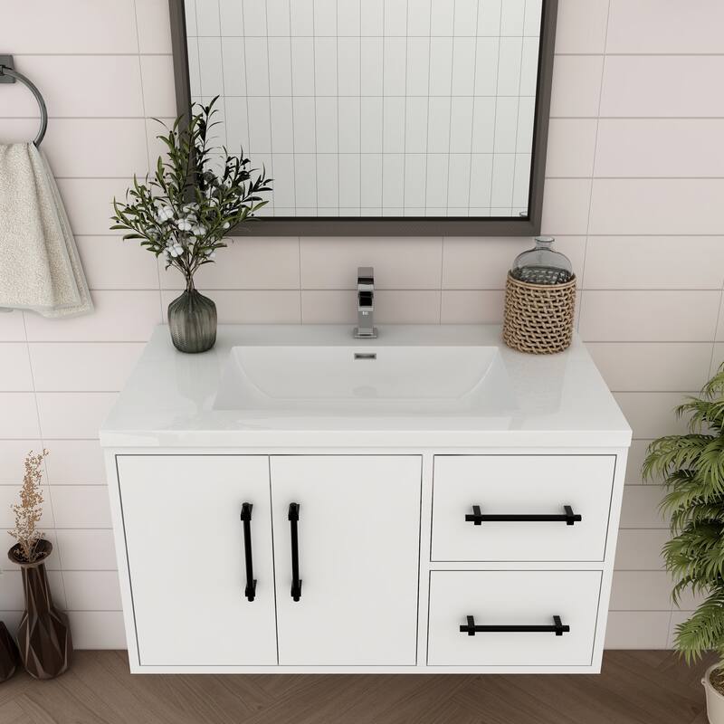 Victoria 36'' R Wall-mounted Vanity with Reinforced Acrylic Sink - 35.5