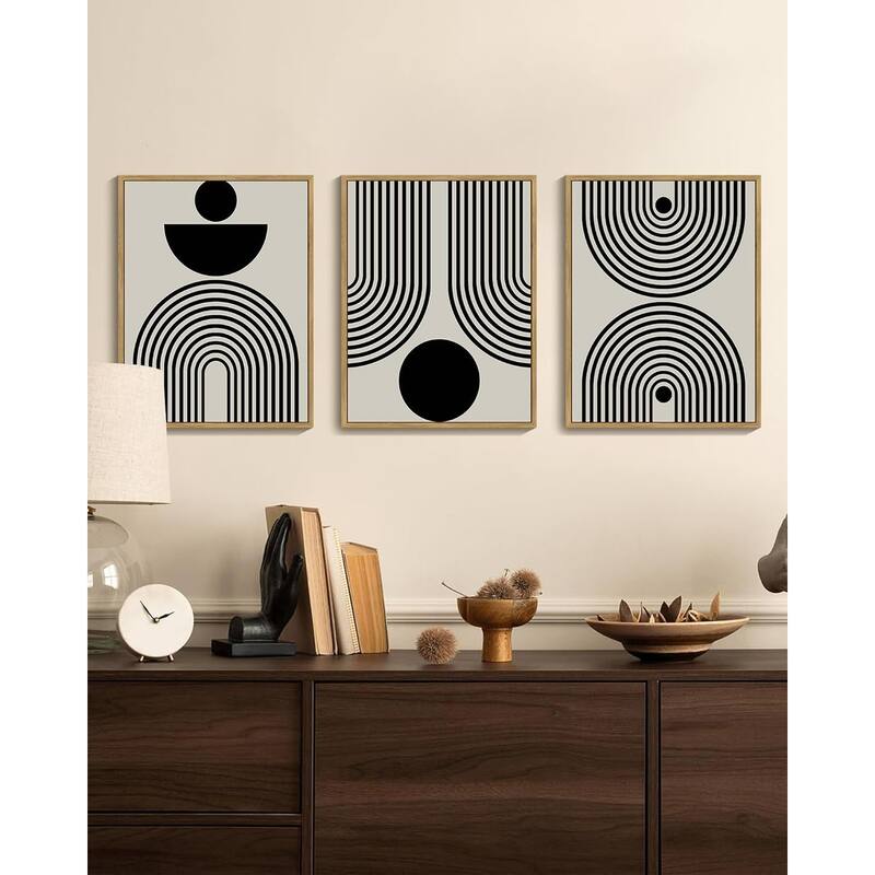 Black Abstract Wall Art Geometry Minimalist
