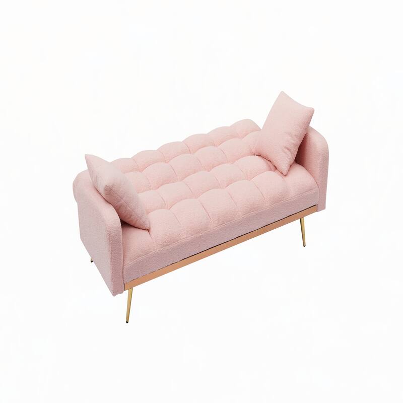 69 Inch Sofa Bed Pink with Adjustable Teddy Sofa