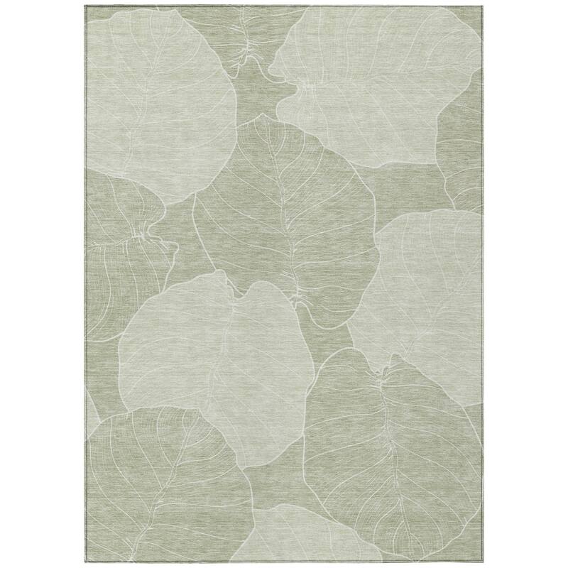 Machine Washable Indoor/ Outdoor Tropical Floral Chantille Rug